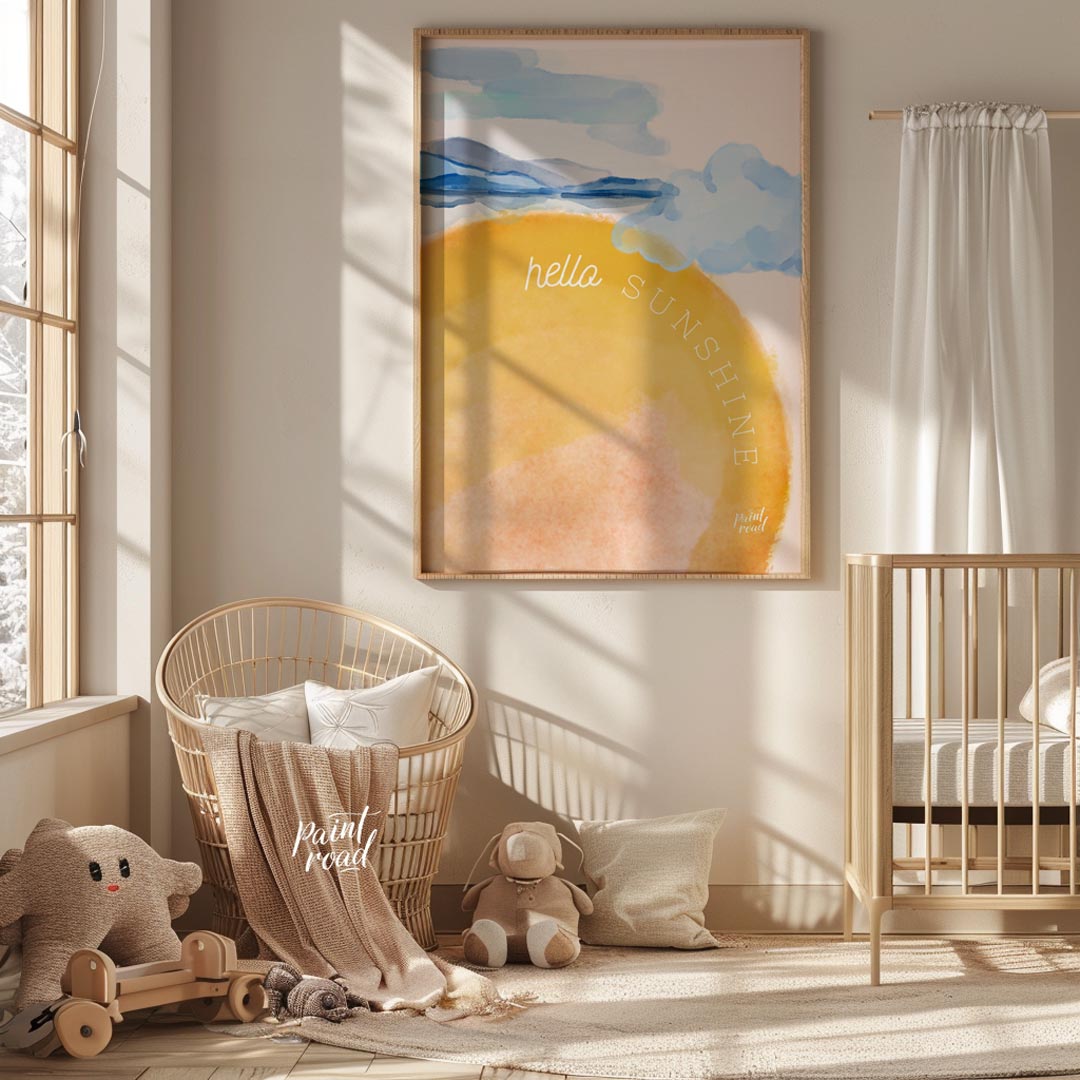 This vibrant and uplifting watercolor illustration captures the essence of a bright, sunny day. A l… for nursery
