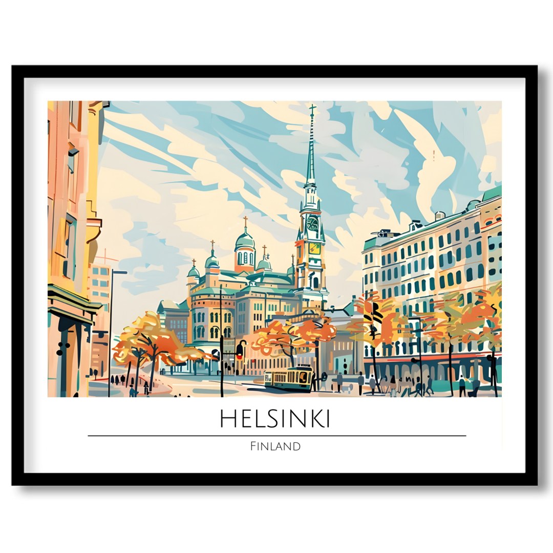 Capture the essence of Helsinki with this captivating cityscape art piece, featuring iconic for retreat