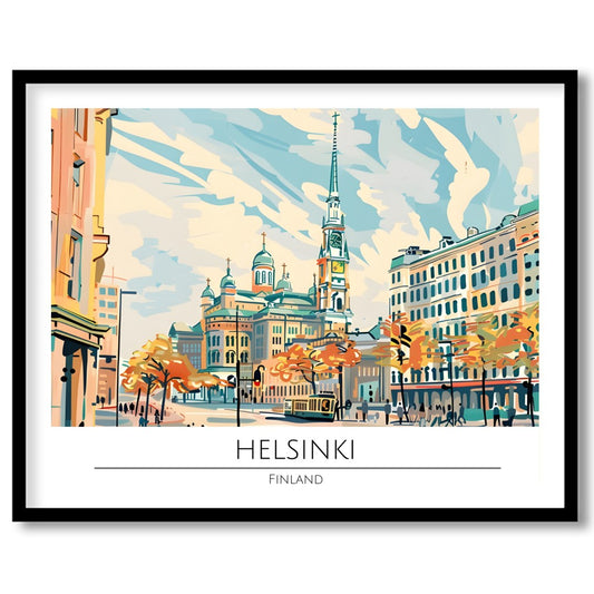 Capture the essence of Helsinki with this captivating cityscape art piece, featuring iconic for retreat