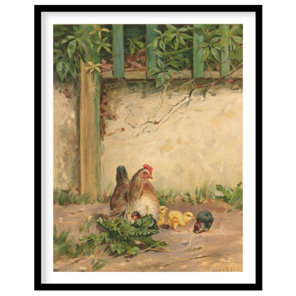 This endearing illustration captures a heartwarming farm scene featuring a hen diligently tending t… for lovely house