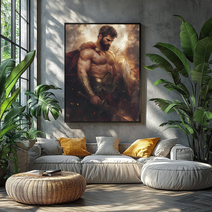 Immerse yourself in the epic grandeur of this Heroic Warrior Portrait, capturing the determination for Balcony