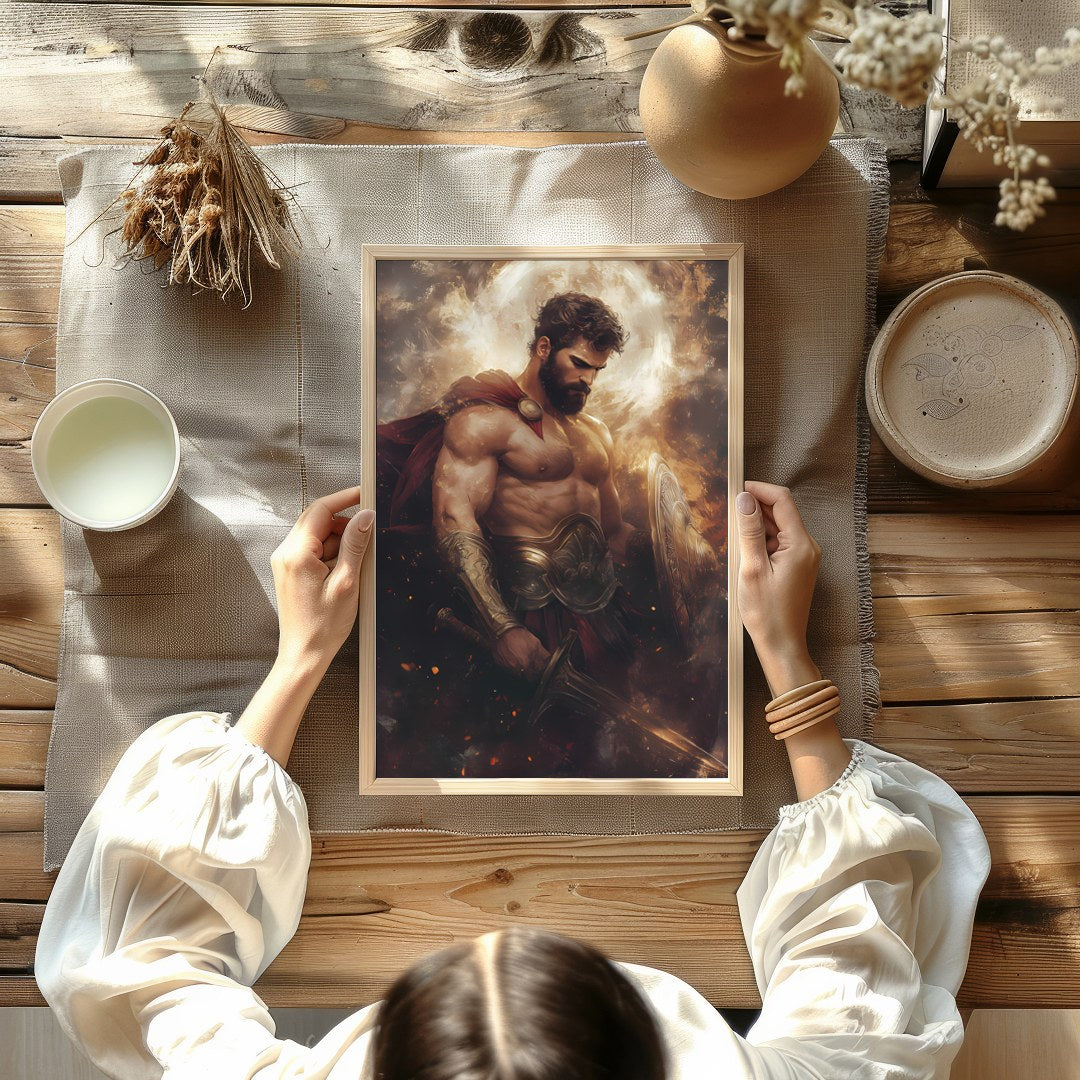 Immerse yourself in the epic grandeur of this Heroic Warrior Portrait, capturing the determination for Kitchen