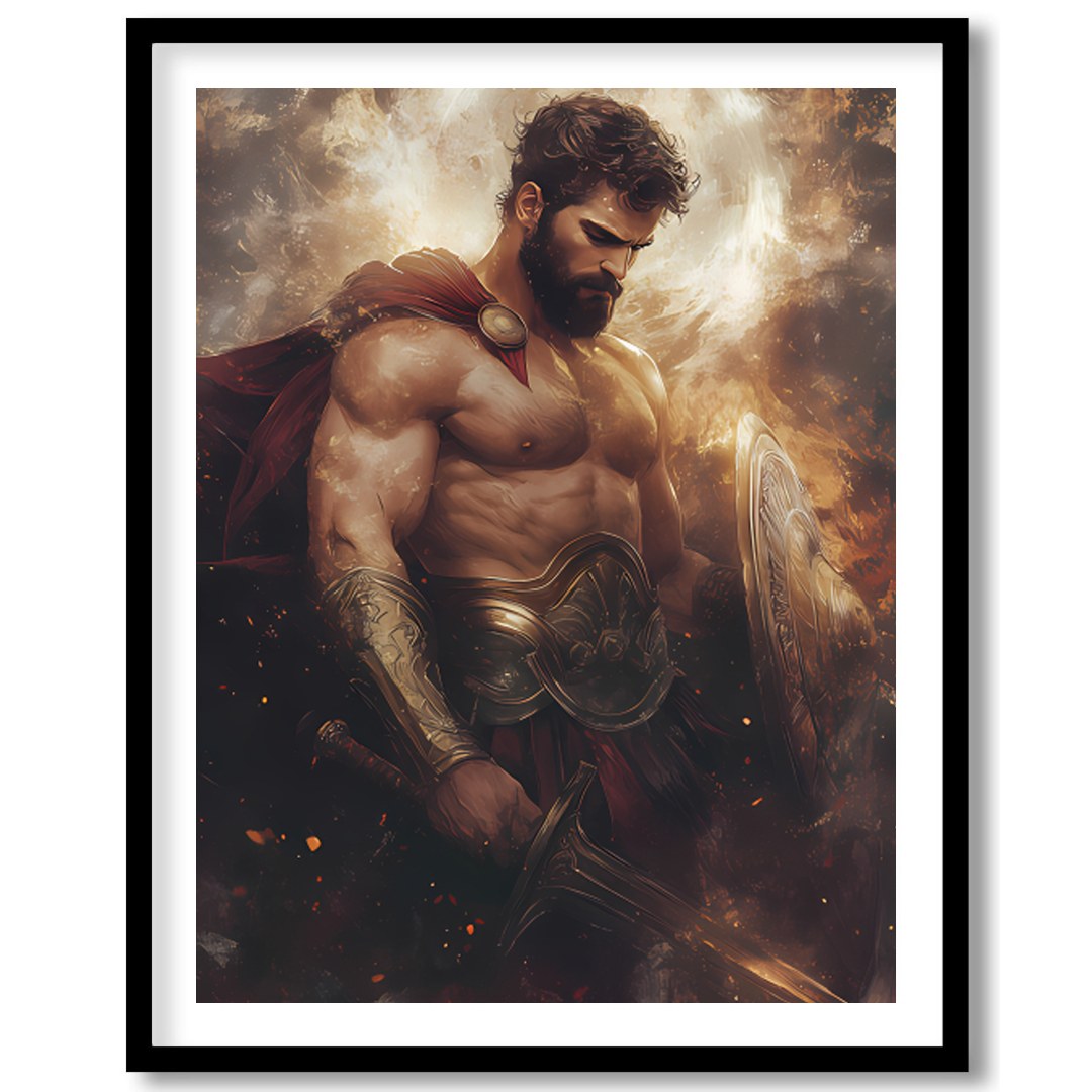 Immerse yourself in the epic grandeur of this Heroic Warrior Portrait, capturing the determination for studio
