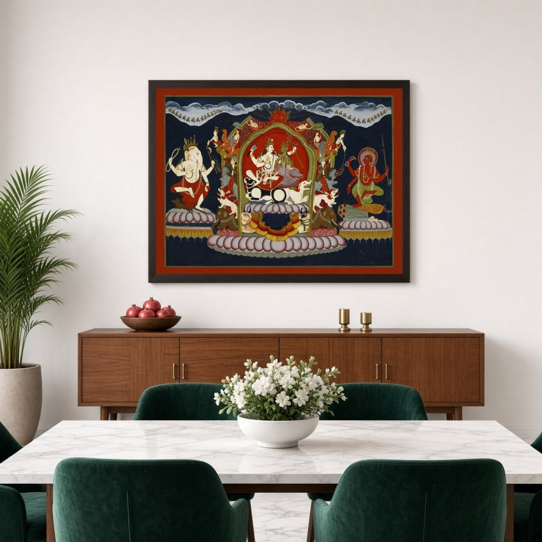 Experience the divine serenity of the Himalayan abode with this intricate art piece featuring Lord for Dining