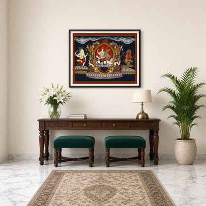 Experience the divine serenity of the Himalayan abode with this intricate art piece featuring Lord for Entrance
