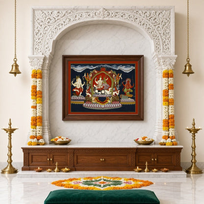 Experience the divine serenity of the Himalayan abode with this intricate art piece featuring Lord for Home Temple