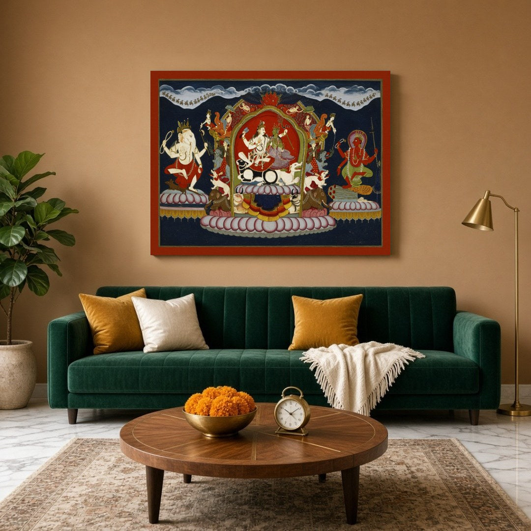 Experience the divine serenity of the Himalayan abode with this intricate art piece featuring Lord for Living Room