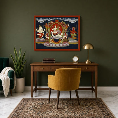 Experience the divine serenity of the Himalayan abode with this intricate art piece featuring Lord for Study
