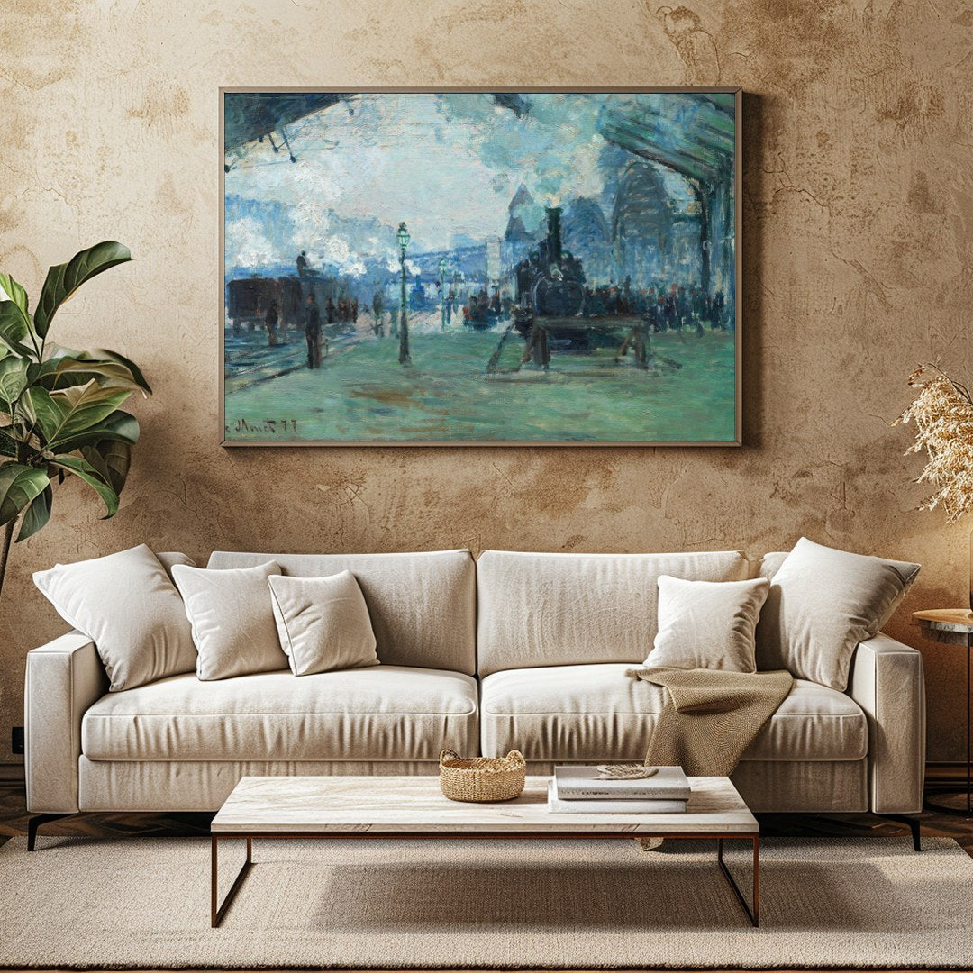 Capture the essence of travel and movement with this evocative impressionist painting showcasing a for Family Room