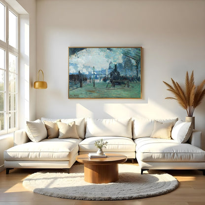 Capture the essence of travel and movement with this evocative impressionist painting showcasing a for Living Room