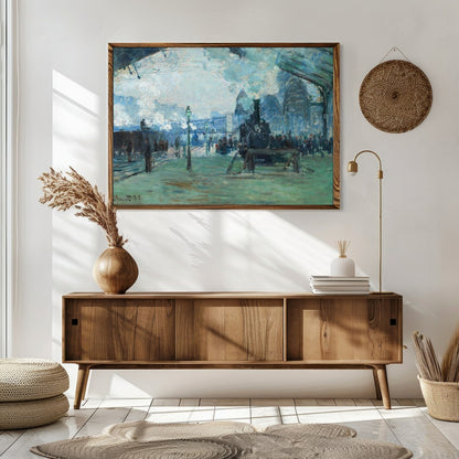 Capture the essence of travel and movement with this evocative impressionist painting showcasing a for Sitting Area