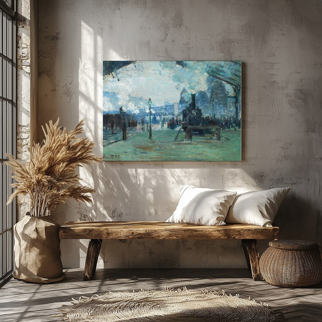 Capture the essence of travel and movement with this evocative impressionist painting showcasing a for Veranda