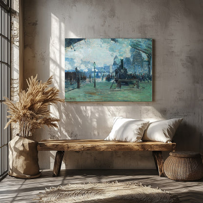 Capture the essence of travel and movement with this evocative impressionist painting showcasing a for Veranda