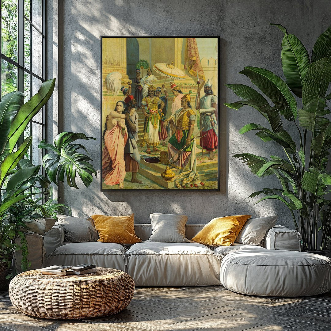 Immerse yourself in the regal atmosphere of this exquisitely detailed artwork, capturing a vibrant for Balcony