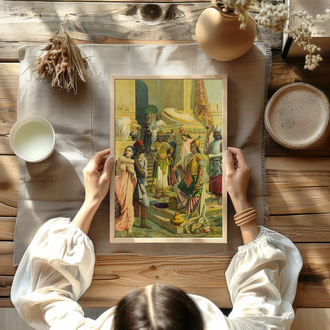 Immerse yourself in the regal atmosphere of this exquisitely detailed artwork, capturing a vibrant for Kitchen
