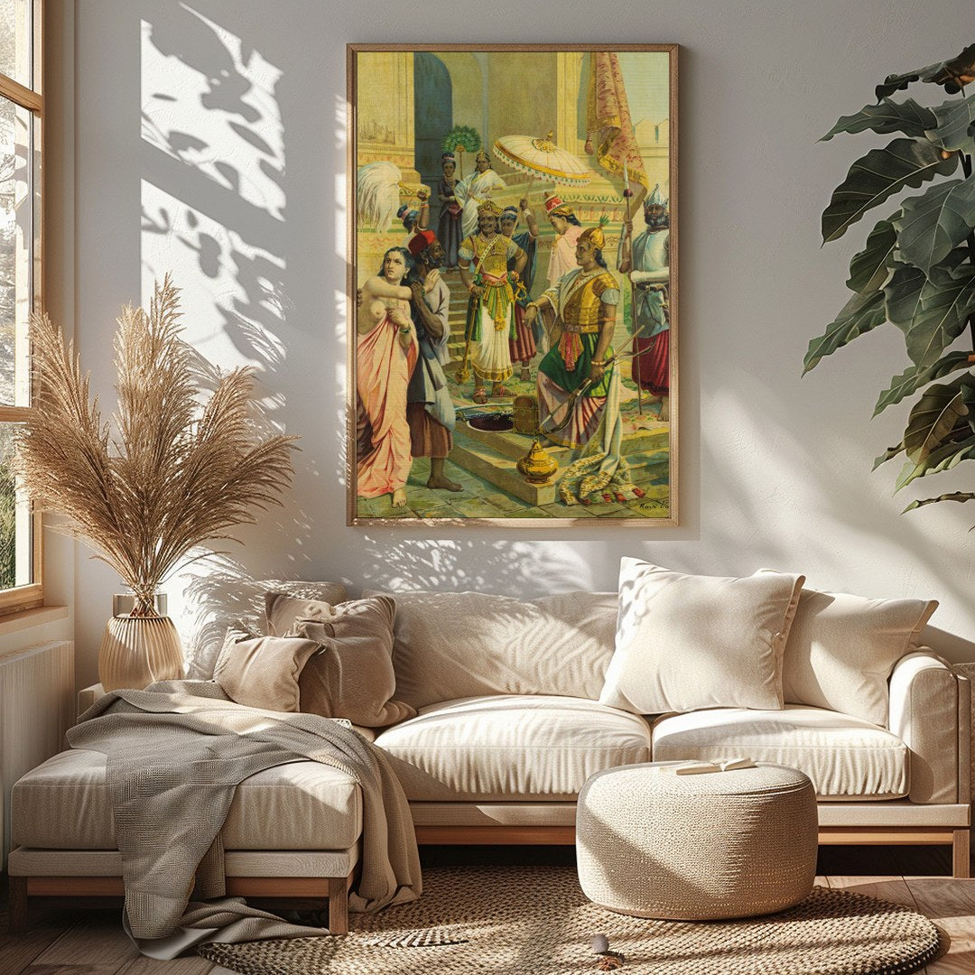 Immerse yourself in the regal atmosphere of this exquisitely detailed artwork, capturing a vibrant for Sitting Area