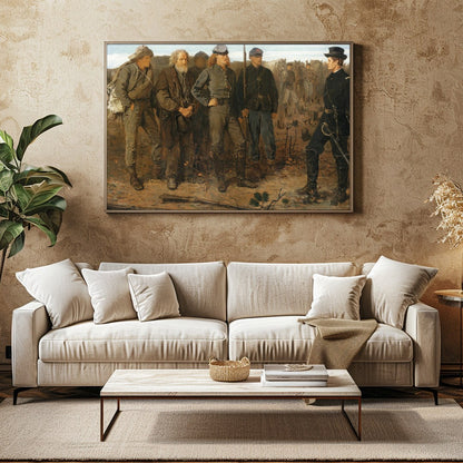 Experience a poignant moment from history with this exquisite artwork depicting a military for Family Room