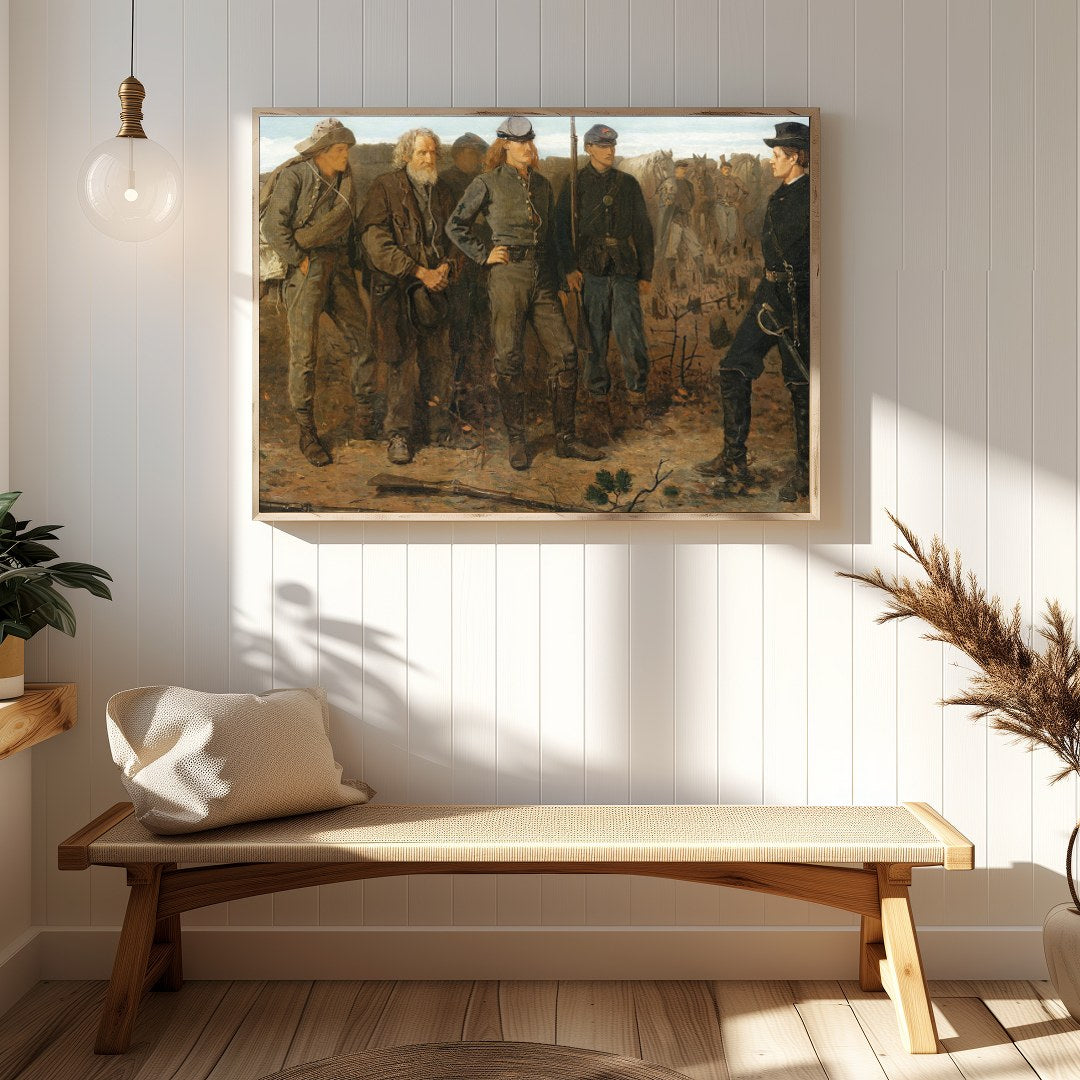 Experience a poignant moment from history with this exquisite artwork depicting a military for Hallway