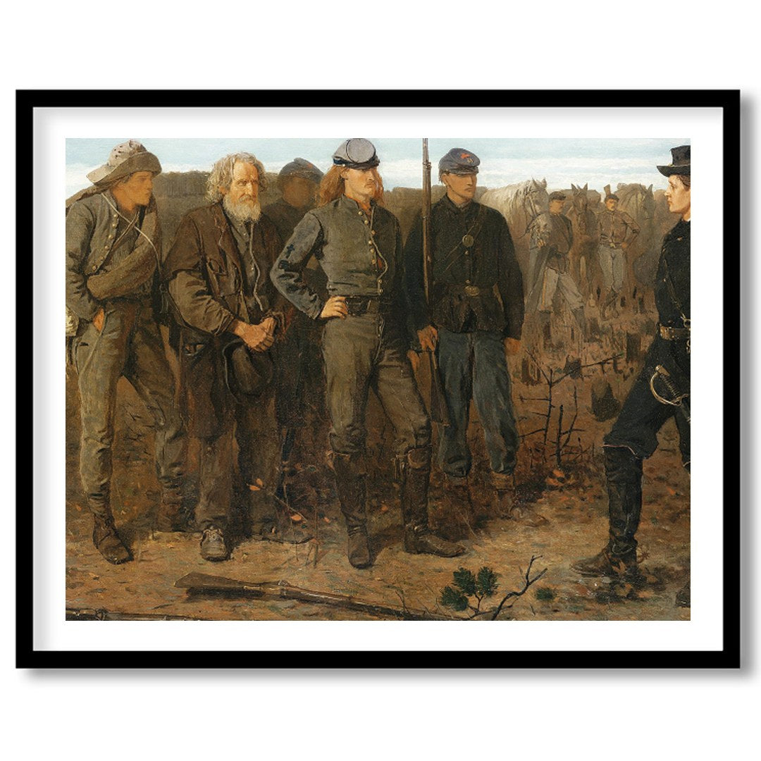 Experience a poignant moment from history with this exquisite artwork depicting a military for office