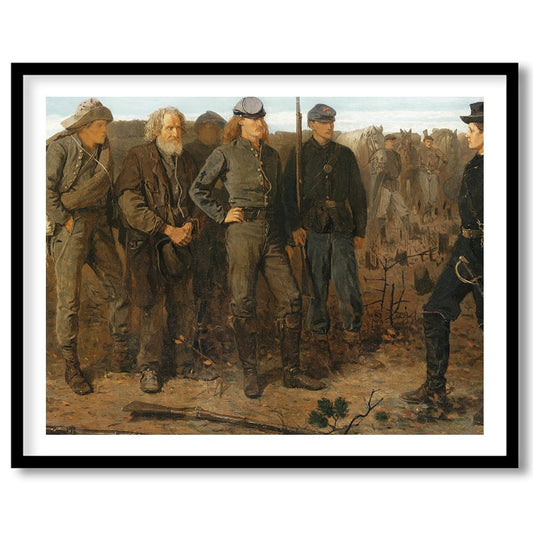 Experience a poignant moment from history with this exquisite artwork depicting a military for office