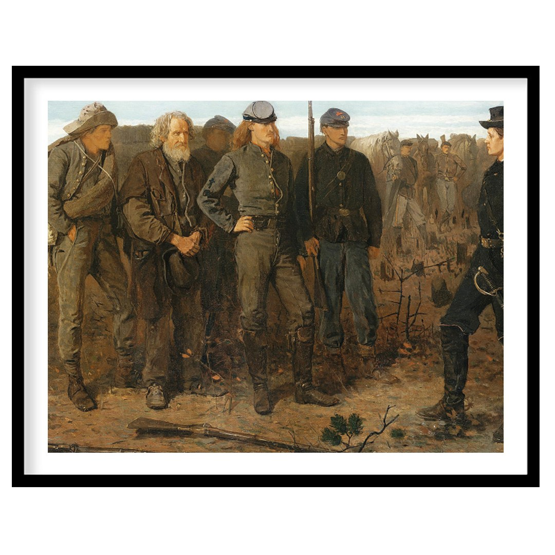 Experience a poignant moment from history with this exquisite artwork depicting a military for office