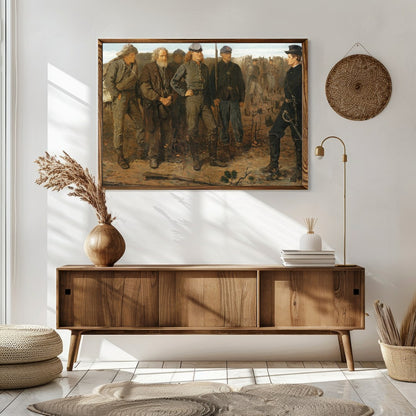 Experience a poignant moment from history with this exquisite artwork depicting a military for Sitting Area