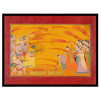 Dive into the vibrant world of Pichwai art with this exquisite depiction of Krishna and the gopis for abode