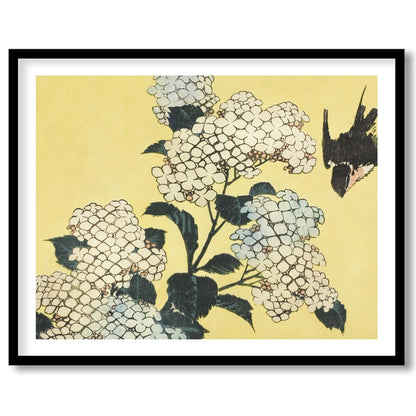 This exquisite artwork captures a serene moment where delicate white hydrangeas gracefully for dwelling