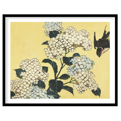 This exquisite artwork captures a serene moment where delicate white hydrangeas gracefully for dwelling