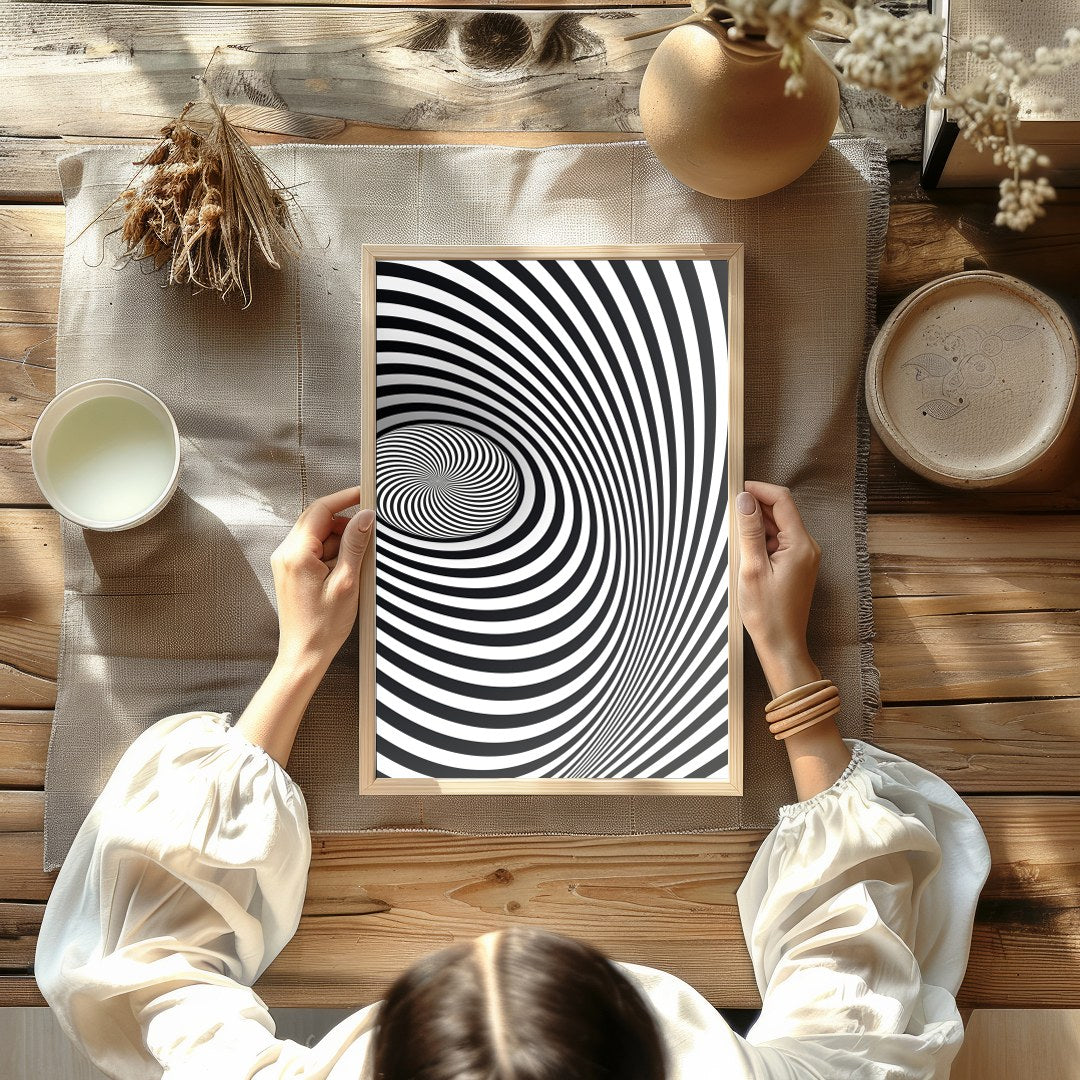 Dive into the mesmerizing world of optical illusions with this captivating spiral artwork. Perfect for Kitchen