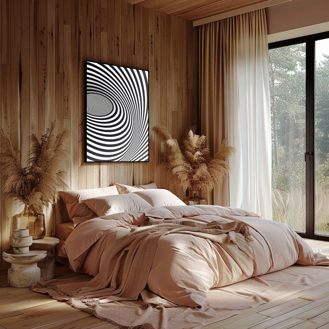 Dive into the mesmerizing world of optical illusions with this captivating spiral artwork. Perfect for nook