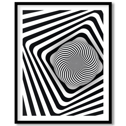 Dive into the mesmerizing world of optical illusions with this black and white geometric spiral for loft