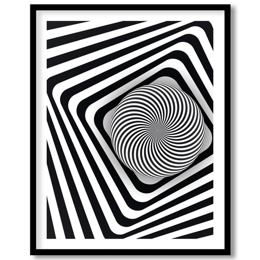Dive into the mesmerizing world of optical illusions with this black and white geometric spiral for loft