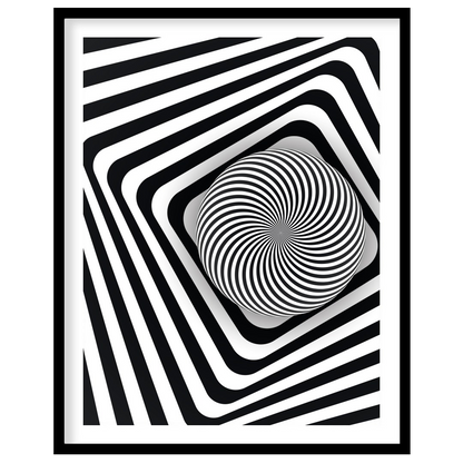 Dive into the mesmerizing world of optical illusions with this black and white geometric spiral for loft