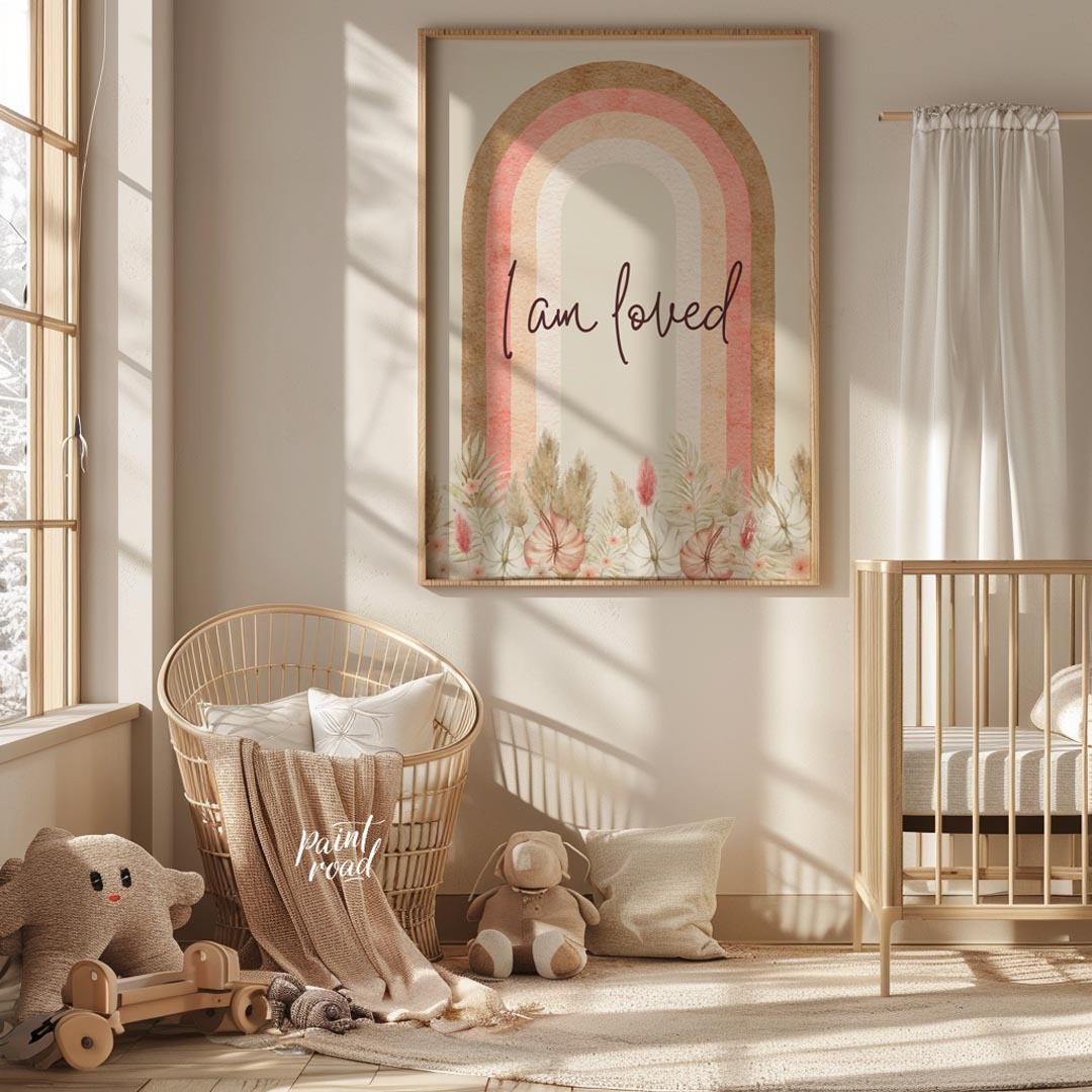 This heartwarming and serene watercolor illustration features a beautiful arched rainbow in soft, e… for nursery