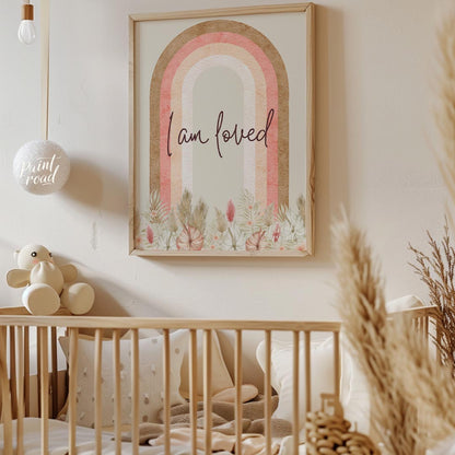 This heartwarming and serene watercolor illustration features a beautiful arched rainbow in soft, e… for nursery
