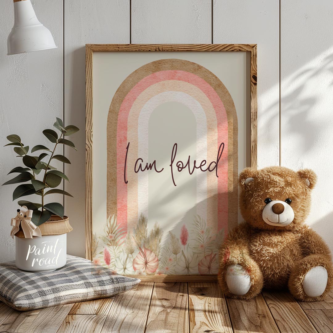 This heartwarming and serene watercolor illustration features a beautiful arched rainbow in soft, e… for nursery