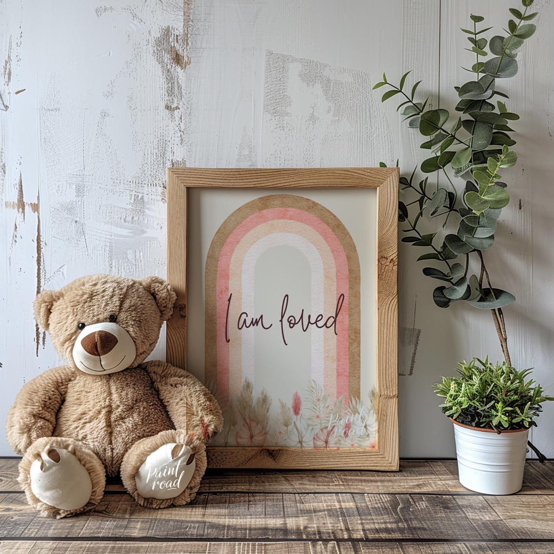 This heartwarming and serene watercolor illustration features a beautiful arched rainbow in soft, e… for nursery
