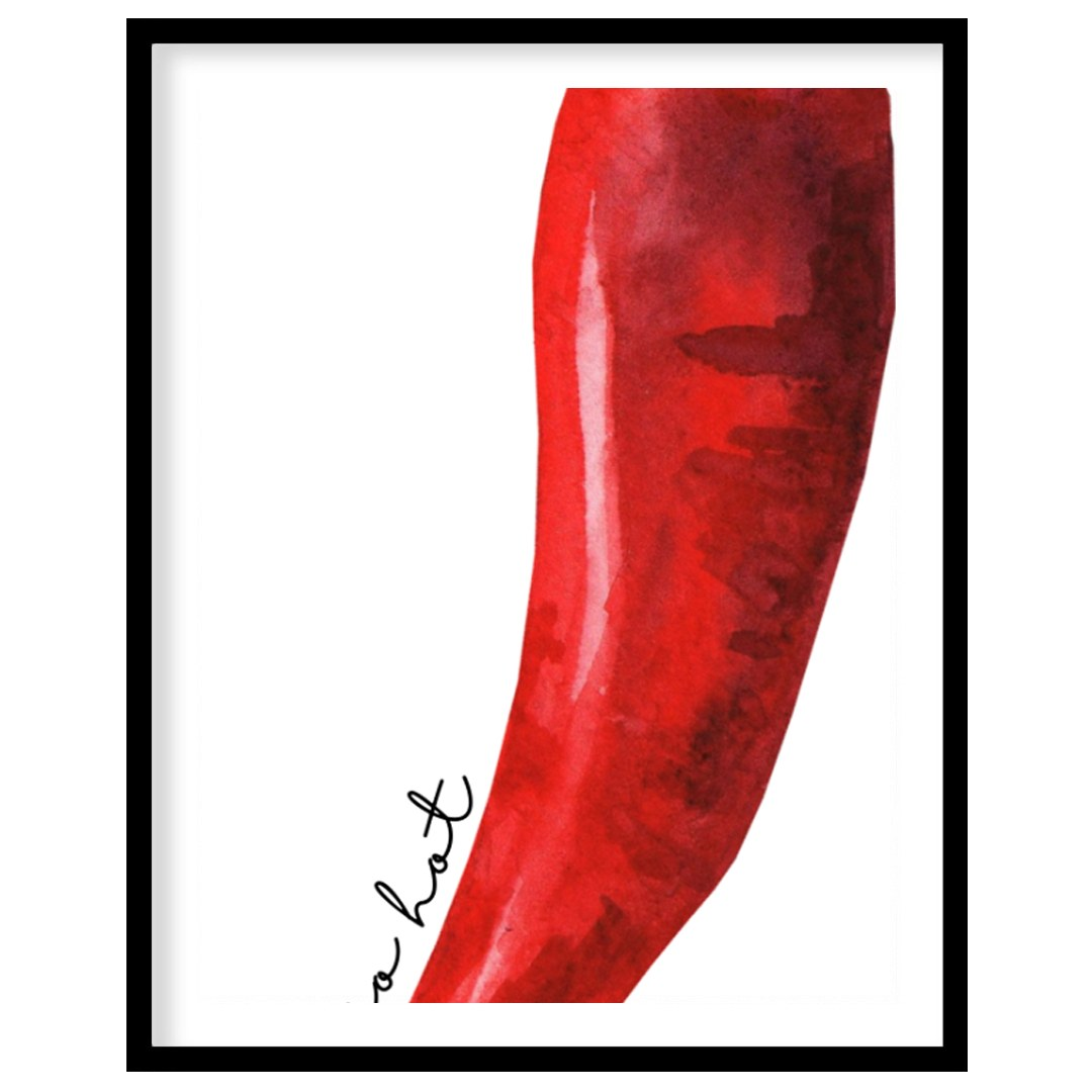 This striking minimalist poster features a single, vibrant red chili pepper rendered in a realistic… for space