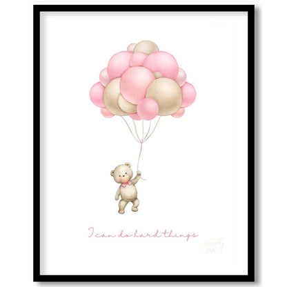 This inspiring and sweet illustration features a charming teddy bear, holding onto the strings of a… for home