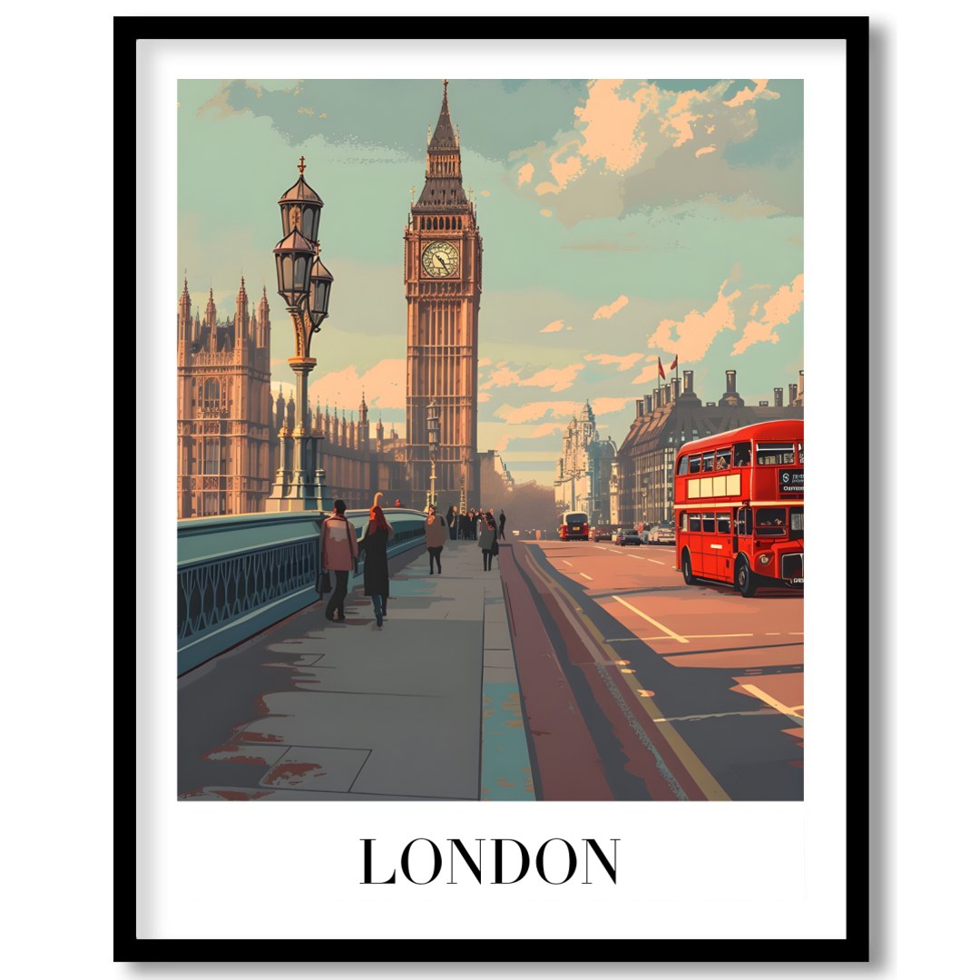 Capture the essence of London with this stunning artwork featuring the iconic Big Ben and a for kitchen