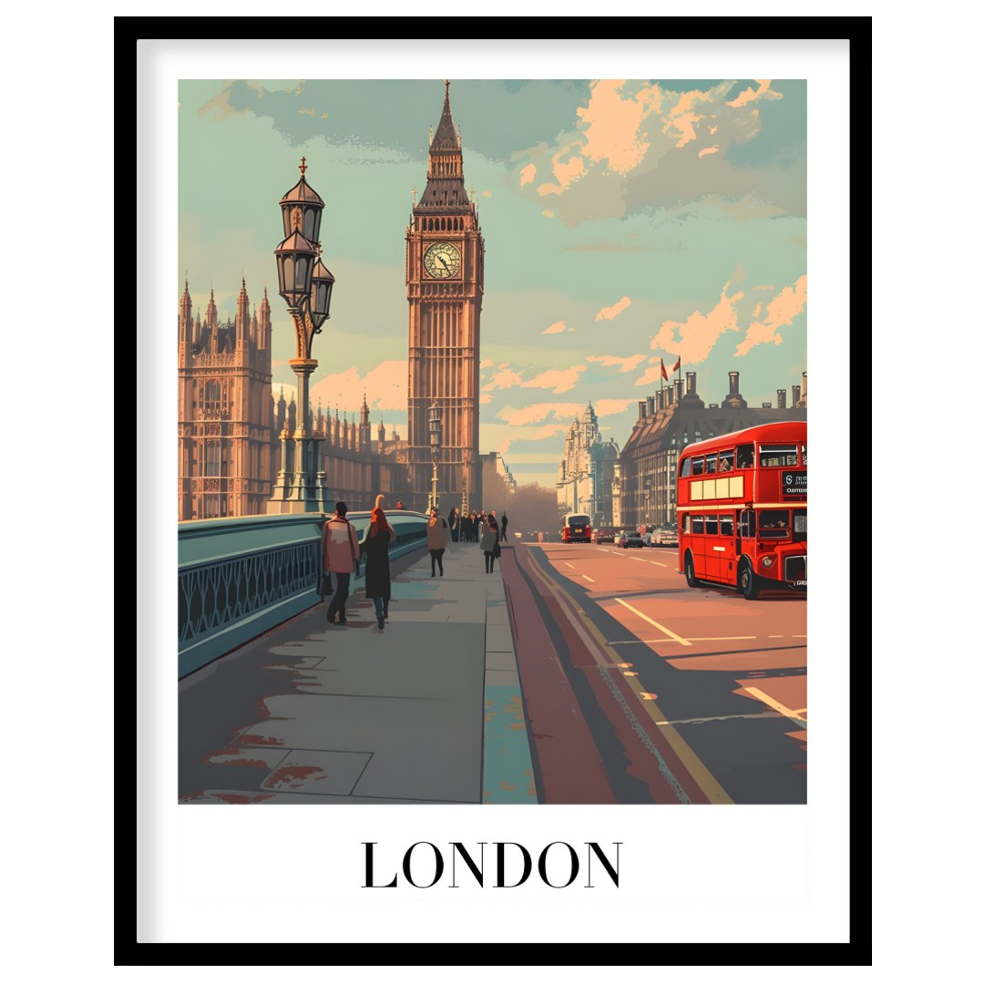 Capture the essence of London with this stunning artwork featuring the iconic Big Ben and a for kitchen
