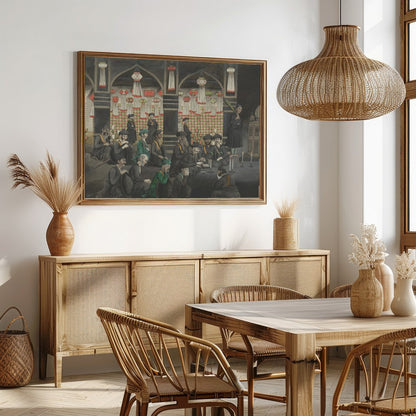 Step back in time with this intricate artwork depicting a vibrant gathering within an ornate for Dining