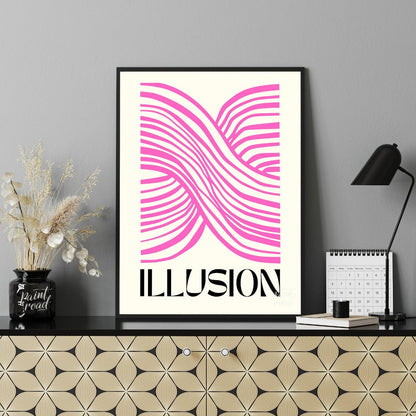 This contemporary graphic design titled “Illusion” by Mister Flanagan Design is a captivating optic… for office