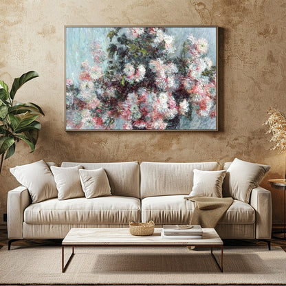 This captivating artwork beautifully encapsulates the delicate interplay of soft blossoms against a for Family Room
