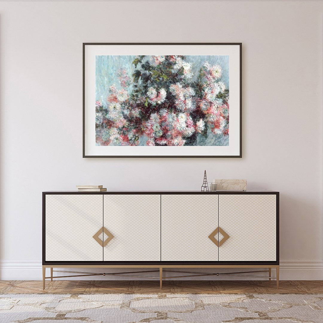 This captivating artwork beautifully encapsulates the delicate interplay of soft blossoms against a for Foyer
