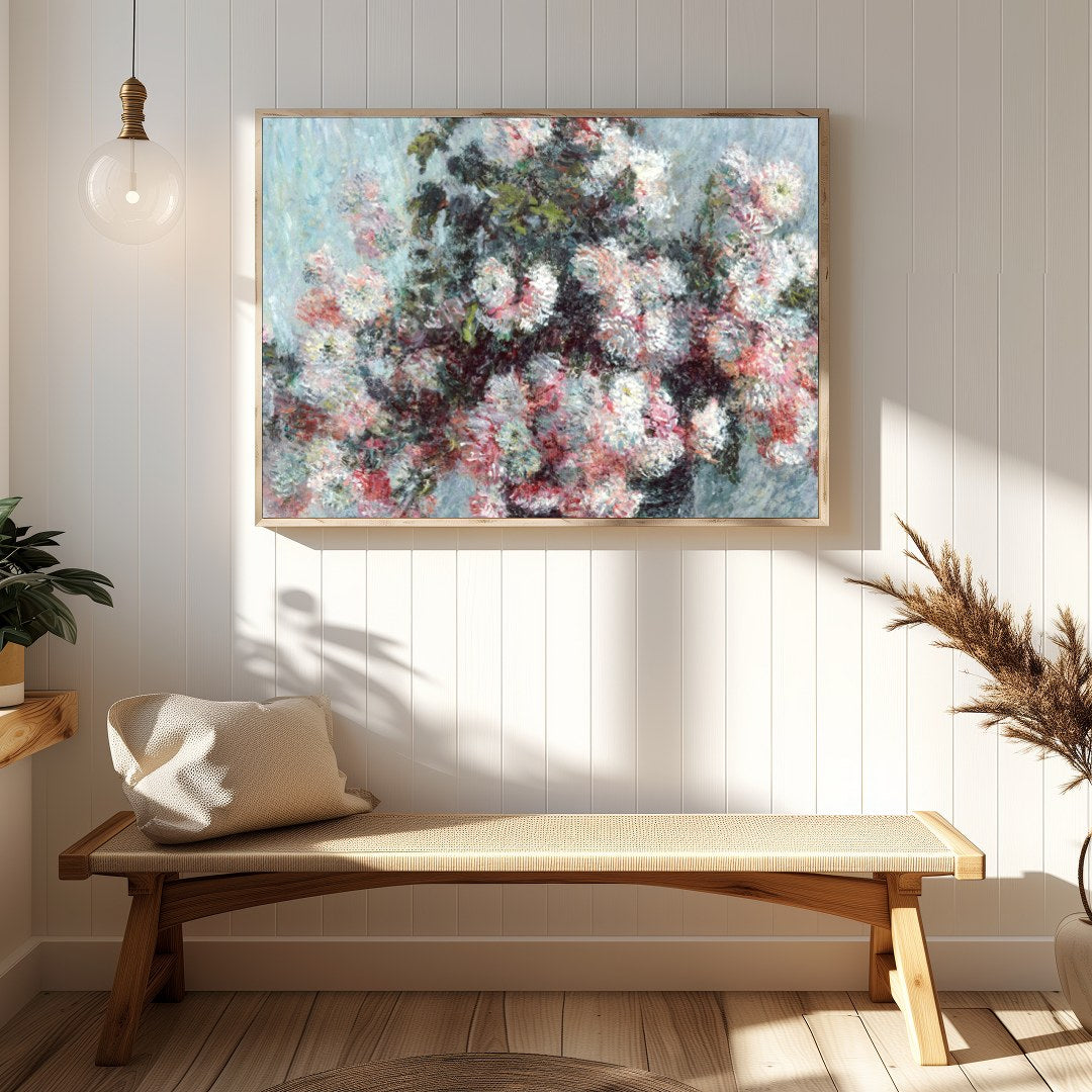 This captivating artwork beautifully encapsulates the delicate interplay of soft blossoms against a for Hallway