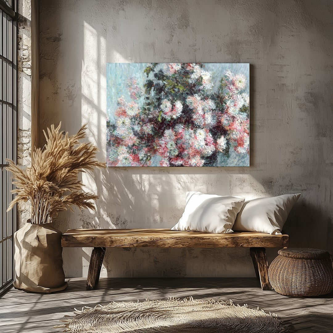 This captivating artwork beautifully encapsulates the delicate interplay of soft blossoms against a for Veranda