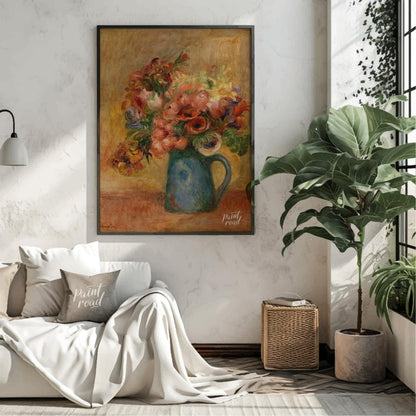 “Vase of Flowers (Vase de fleurs)” by Pierre-Auguste Renoir is a quintessential Impressionist still… for living room