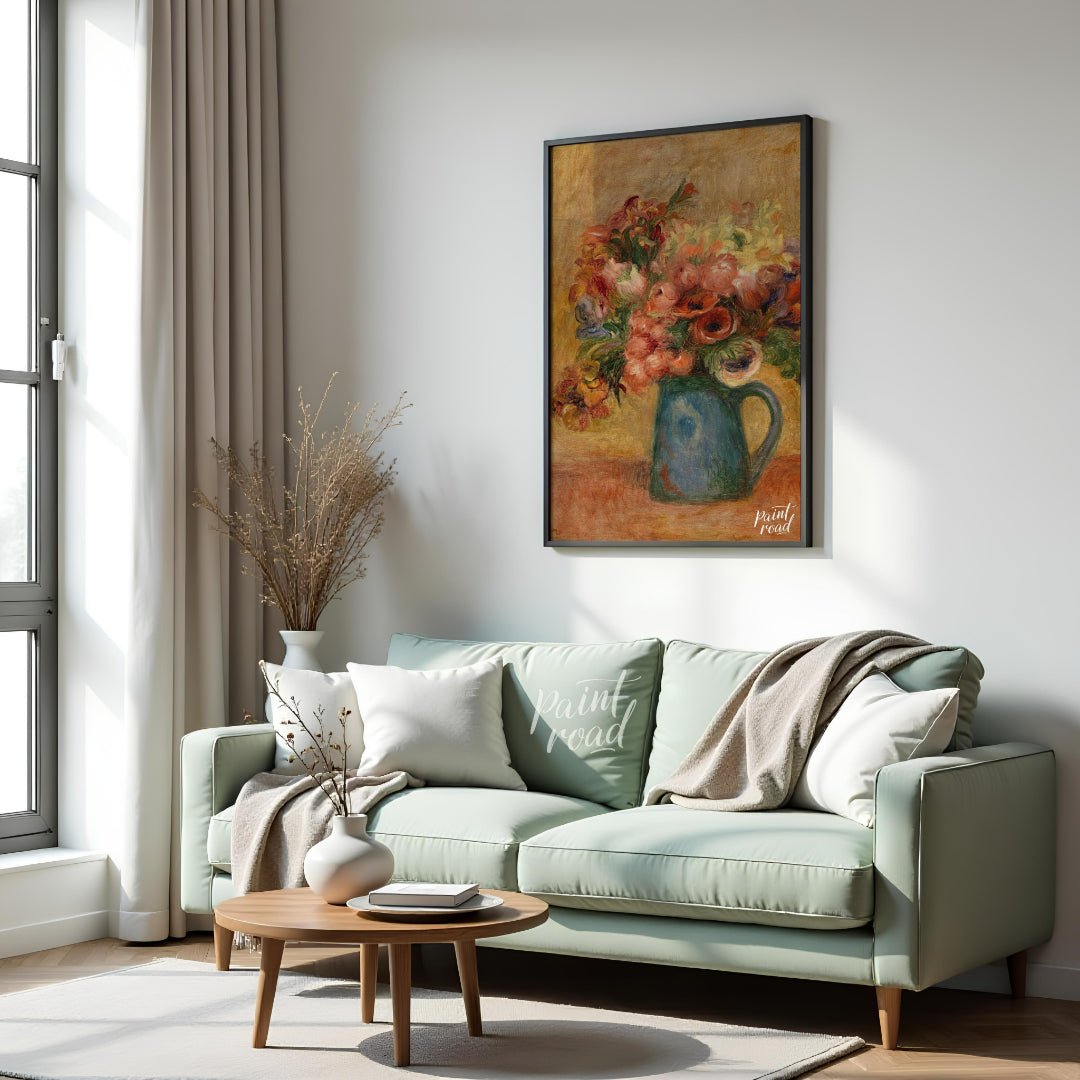 “Vase of Flowers (Vase de fleurs)” by Pierre-Auguste Renoir is a quintessential Impressionist still… for living room